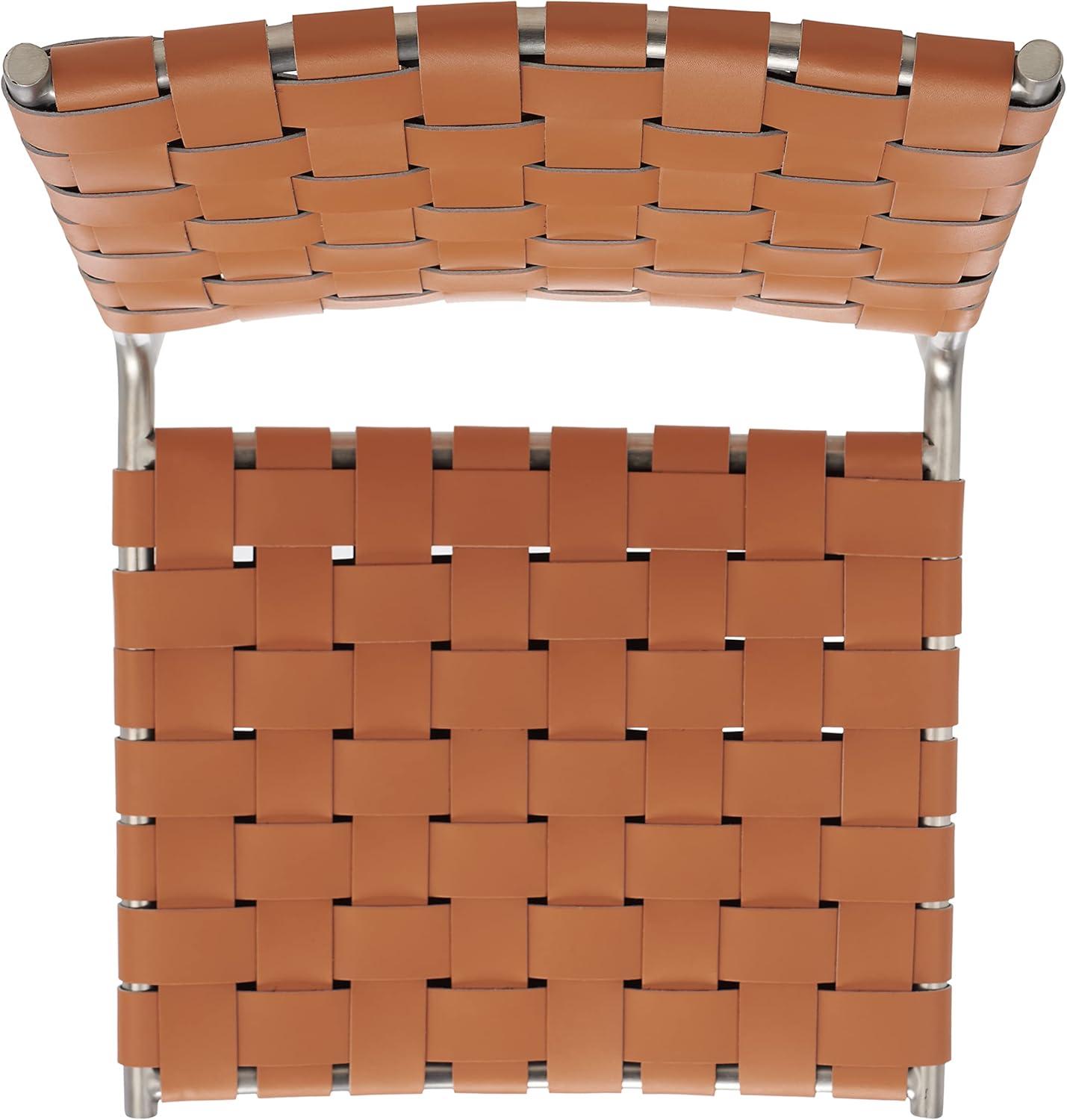image:imageSAFAVIEH Home Collection Wesson White Woven LeatherSilver Dining Chair Set of 2 Fully AssembledCognacSilver