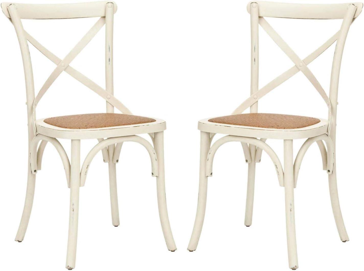 image:imageSafavieh American Homes Collection Franklin Farmhouse XBack Antique White Side ChairWhite