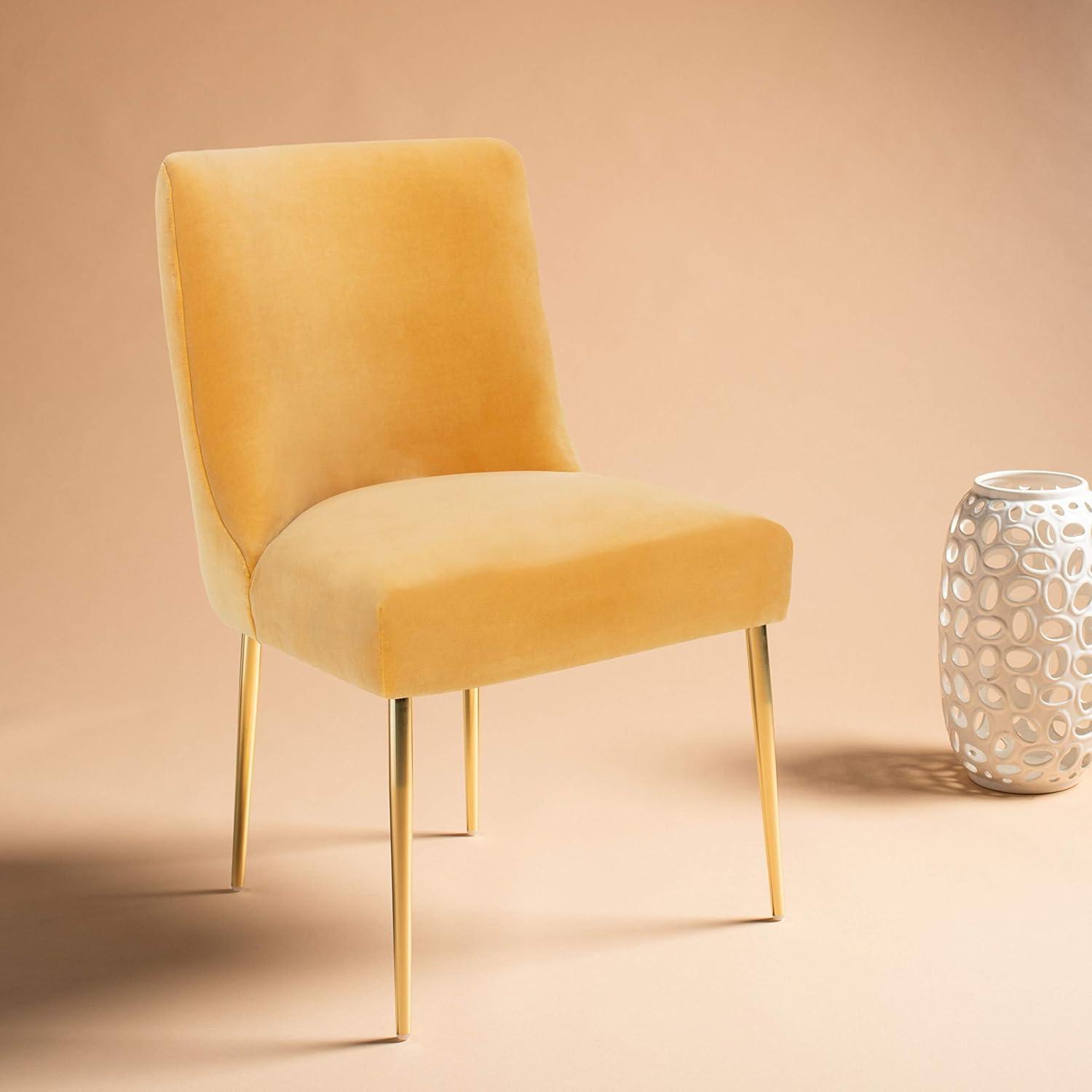 image:imageSafavieh Couture Home Nolita Glam Mustard Velvet Dining ChairMustard Brass