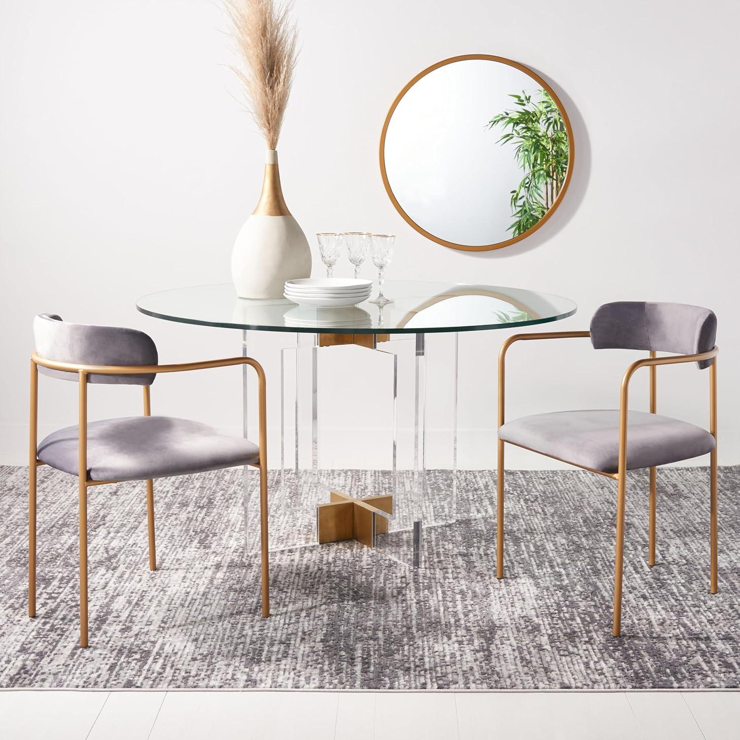 image:imageSafavieh Home Camille Grey Velvet and Gold Low Back Side Chair Set of 2Dark GreyGold