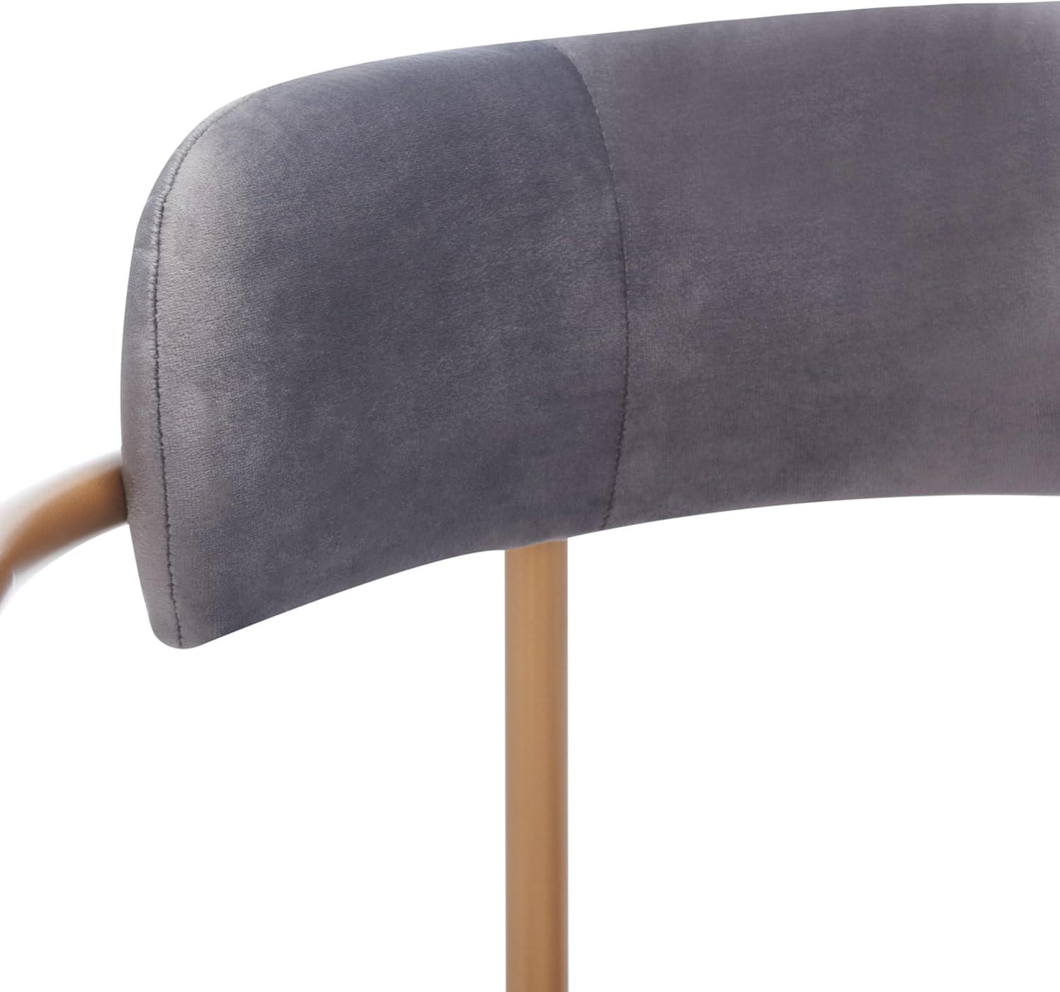 image:imageSafavieh Home Camille Grey Velvet and Gold Low Back Side Chair Set of 2Dark GreyGold