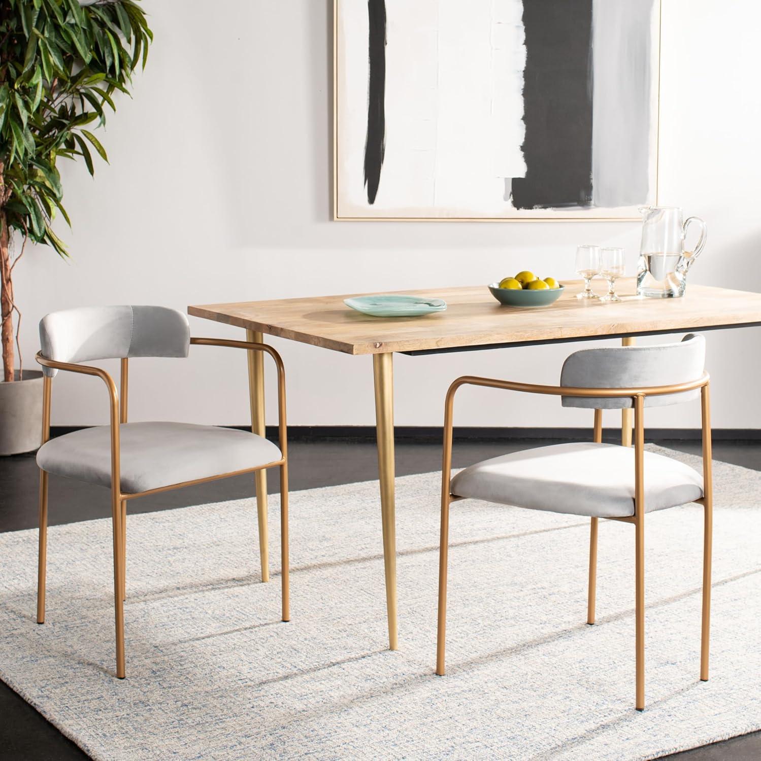 image:imageSafavieh Home Camille Grey Velvet and Gold Low Back Side Chair Set of 2Grey Gold