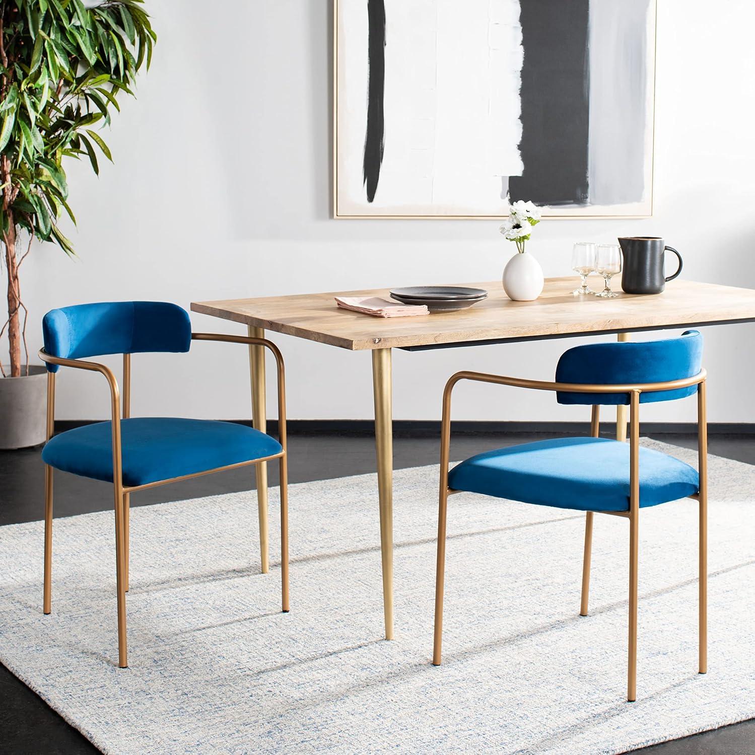 image:imageSafavieh Home Camille Grey Velvet and Gold Low Back Side Chair Set of 2Navy Gold