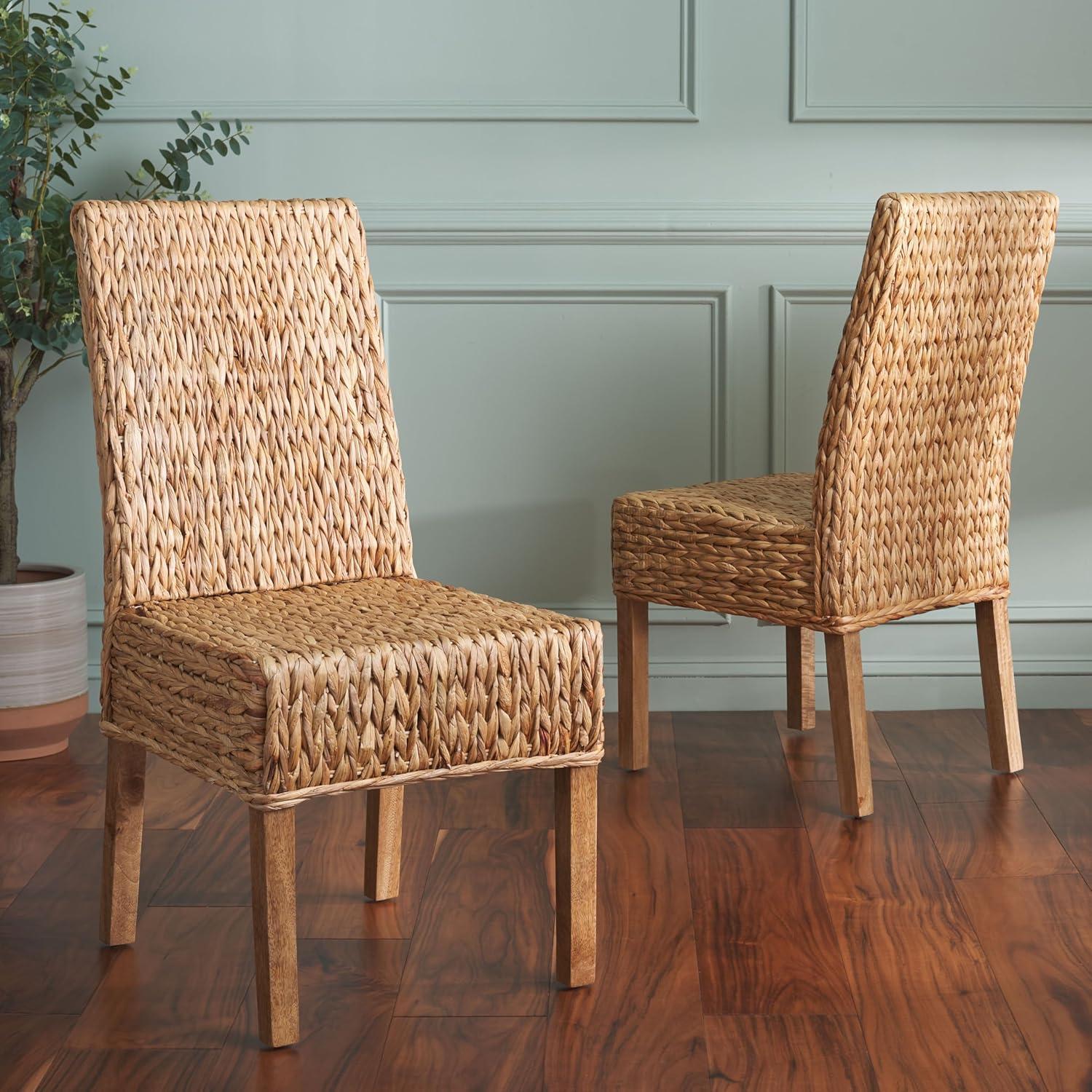 image:imageSafavieh Home Collection Aubrey Walnut Wicker Side Chair Set of 2NaturalNatural