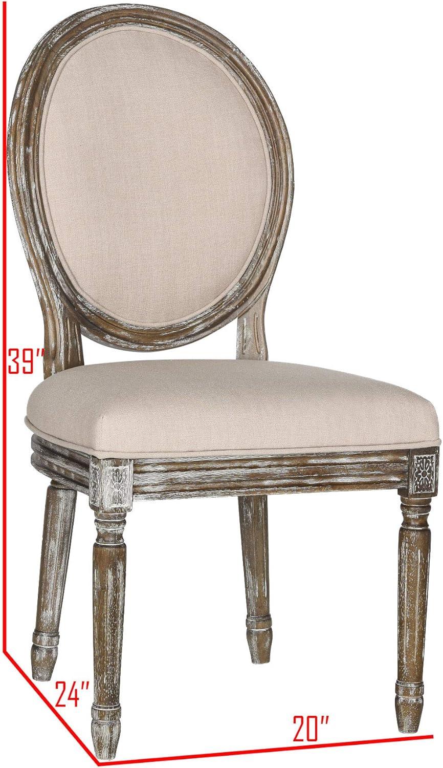 image:imageSafavieh Home Collection Holloway 19H French Brasserie Linen Oval Light Grey and Cream Side ChairBeige Rustic Oak
