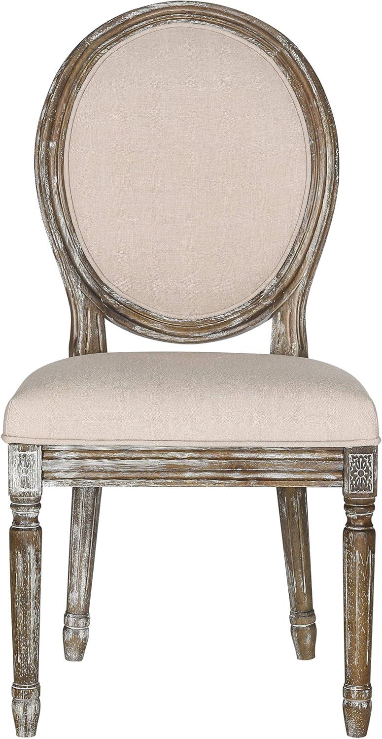 image:imageSafavieh Home Collection Holloway 19H French Brasserie Linen Oval Light Grey and Cream Side ChairBeige Rustic Oak