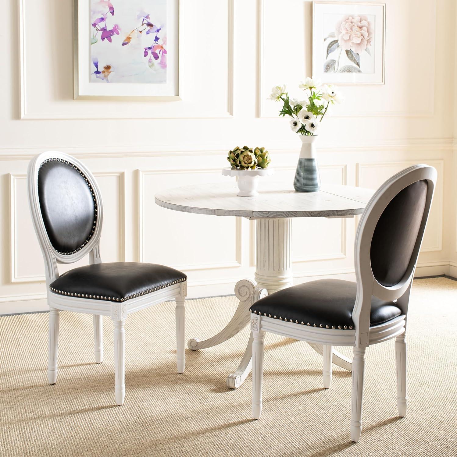 image:imageSafavieh Home Collection Holloway 19H French Brasserie Linen Oval Light Grey and Cream Side ChairBlack Cream