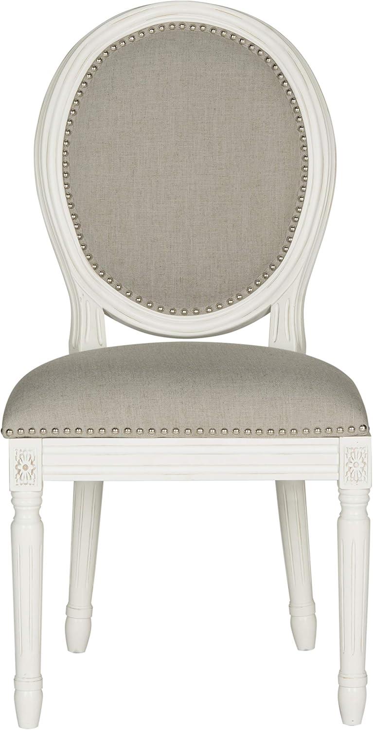 image:imageSafavieh Home Collection Holloway 19H French Brasserie Linen Oval Light Grey and Cream Side ChairLight Grey Cream