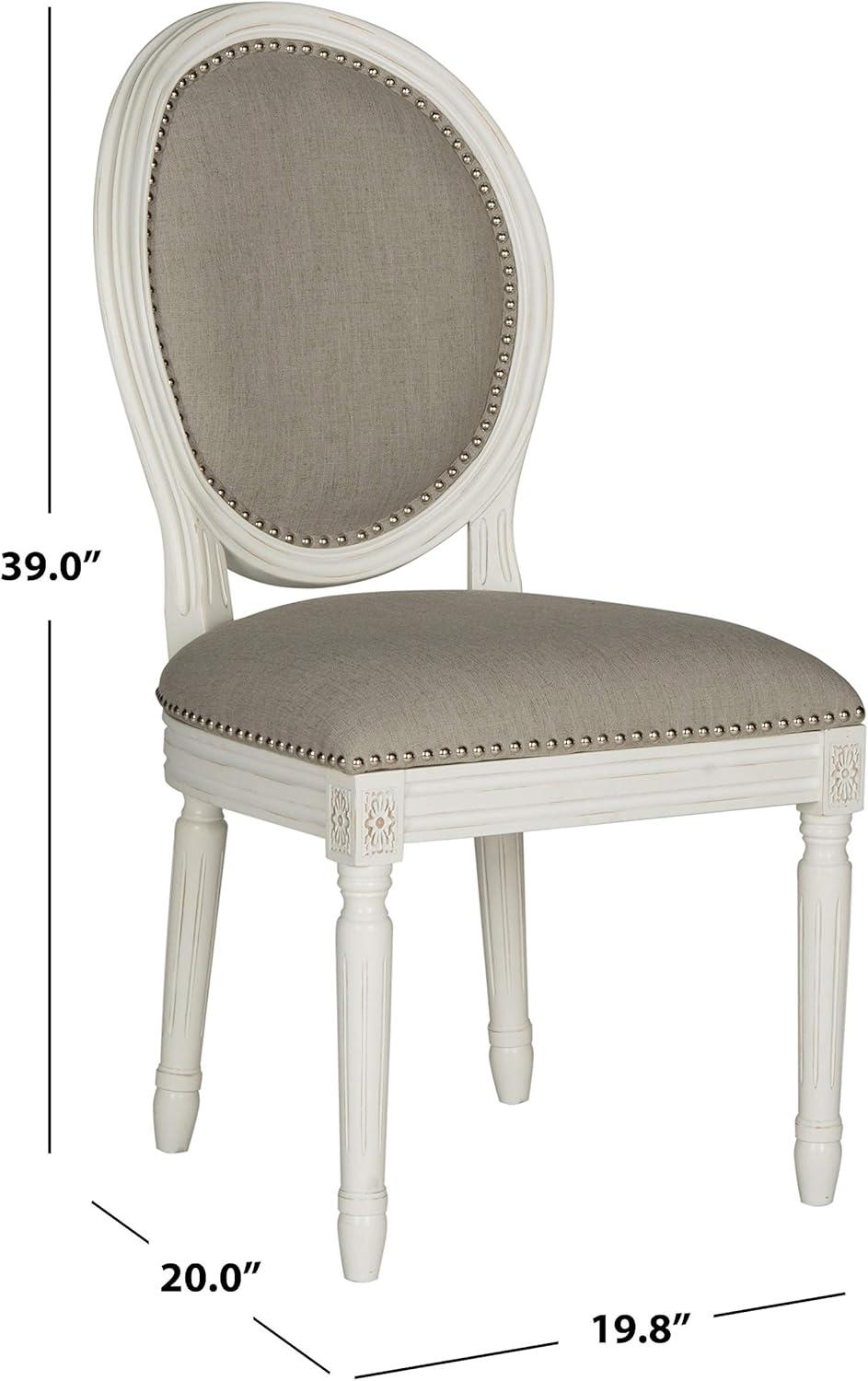 image:imageSafavieh Home Collection Holloway 19H French Brasserie Linen Oval Light Grey and Cream Side ChairLight Grey Cream