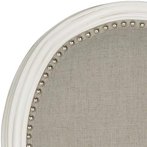 image:imageSafavieh Home Collection Holloway 19H French Brasserie Linen Oval Light Grey and Cream Side ChairLight Grey Cream