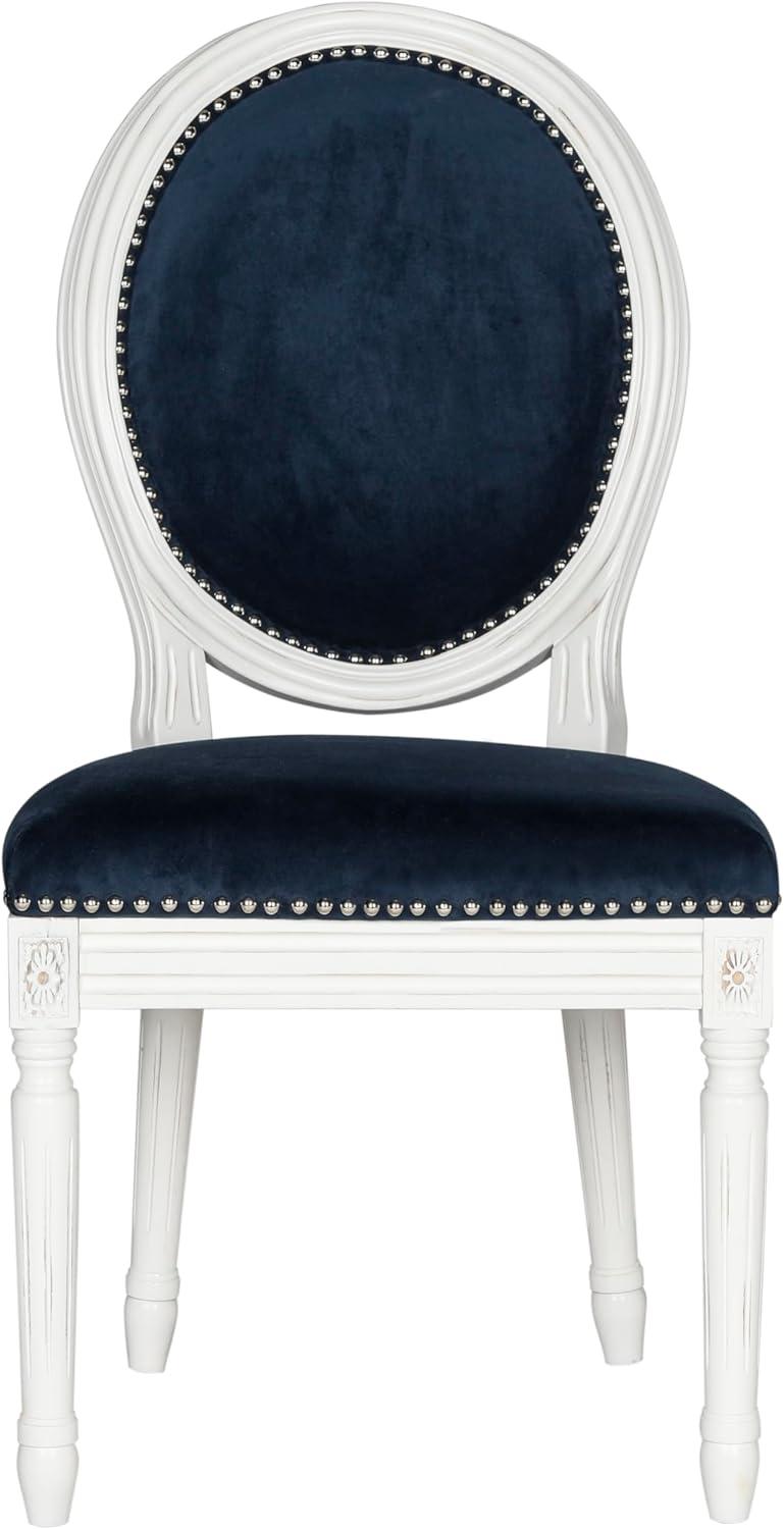 image:imageSafavieh Home Collection Holloway 19H French Brasserie Linen Oval Light Grey and Cream Side ChairNavy VelvetCream