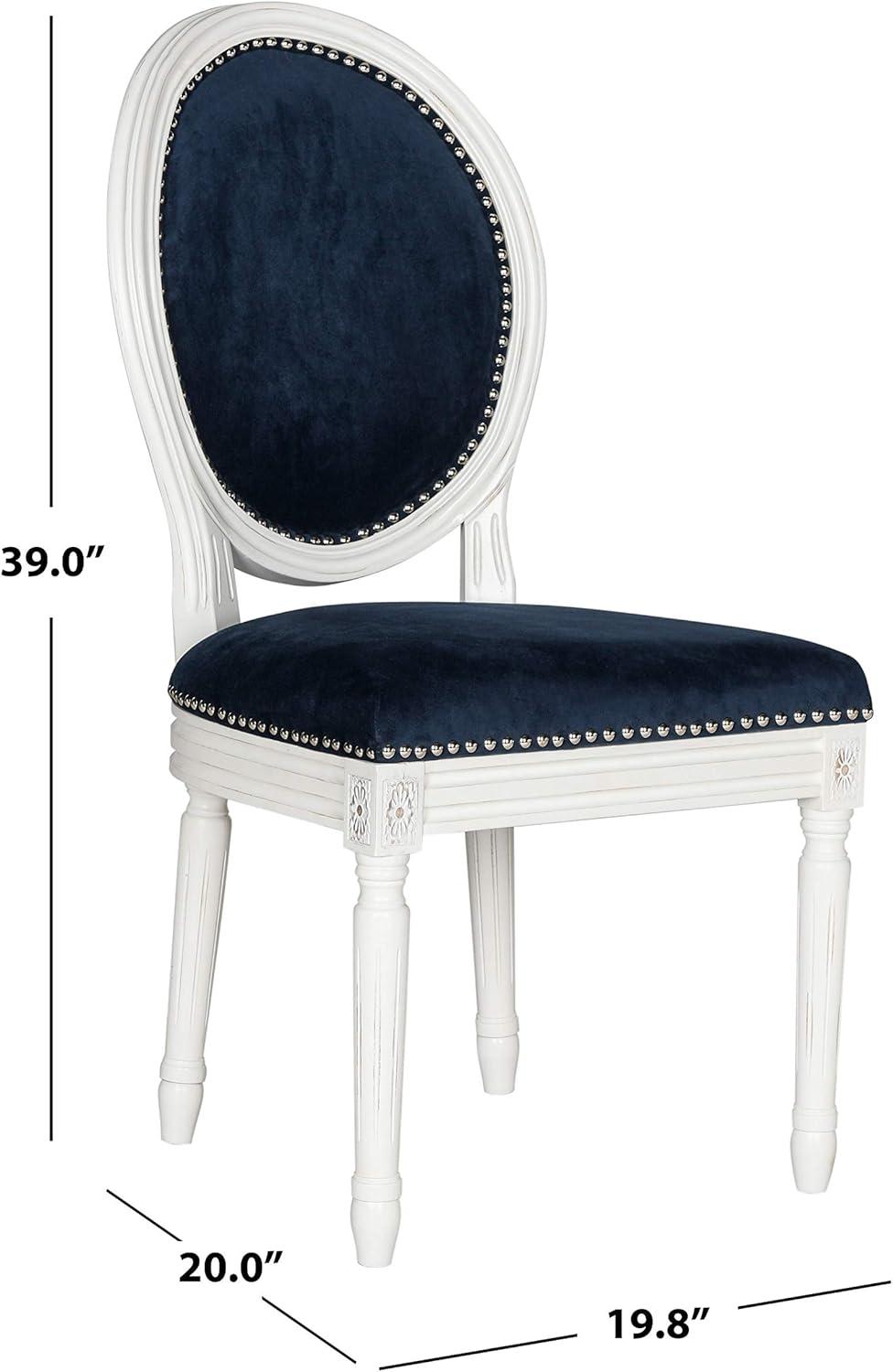 image:imageSafavieh Home Collection Holloway 19H French Brasserie Linen Oval Light Grey and Cream Side ChairNavy VelvetCream