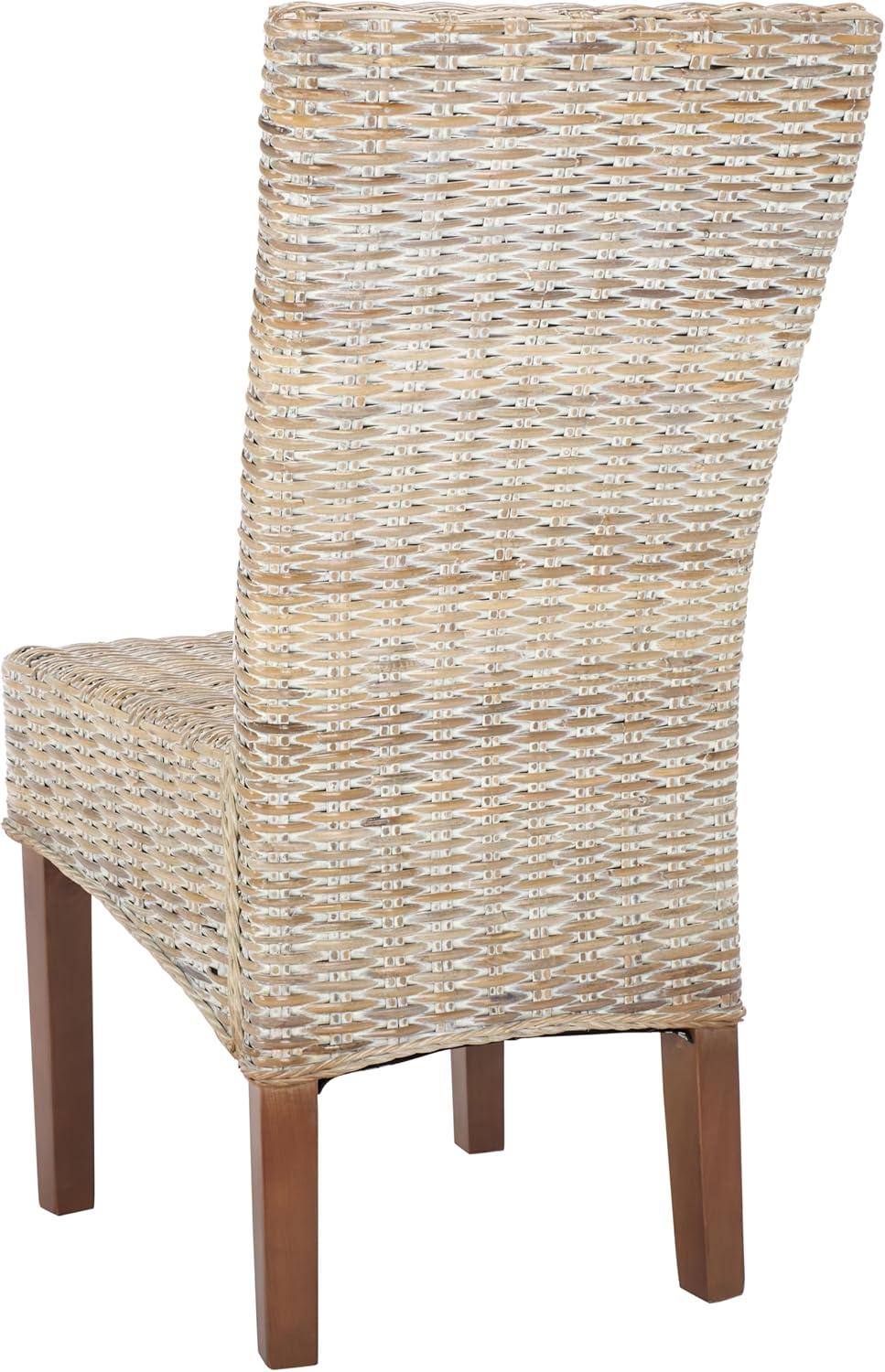 image:imageSafavieh Home Collection Ozias Grey Wicker 18inch Dining ChairWhite Washed