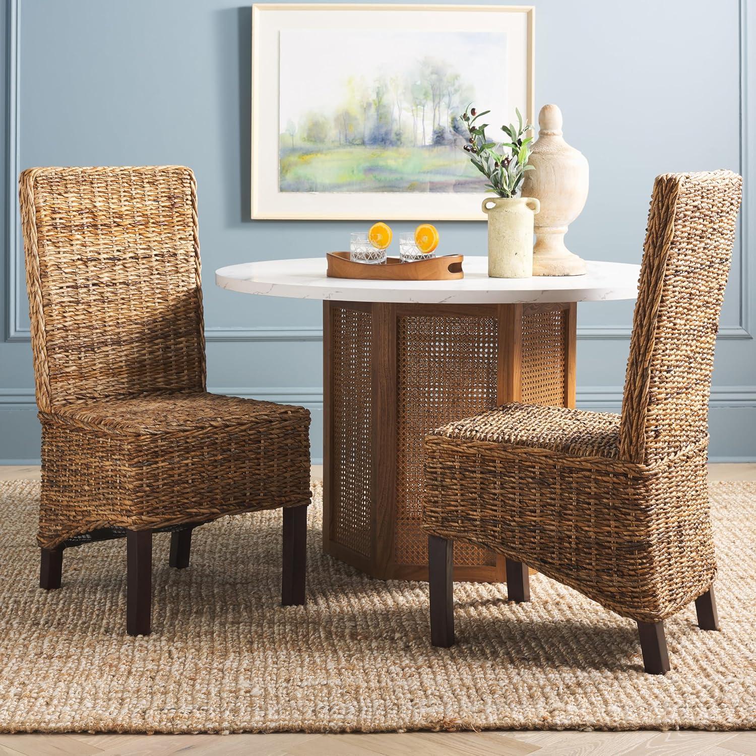 image:imageSafavieh Home Collection Pembrooke Wicker Side Chairs Antique Grey Set of 2Banana Natural