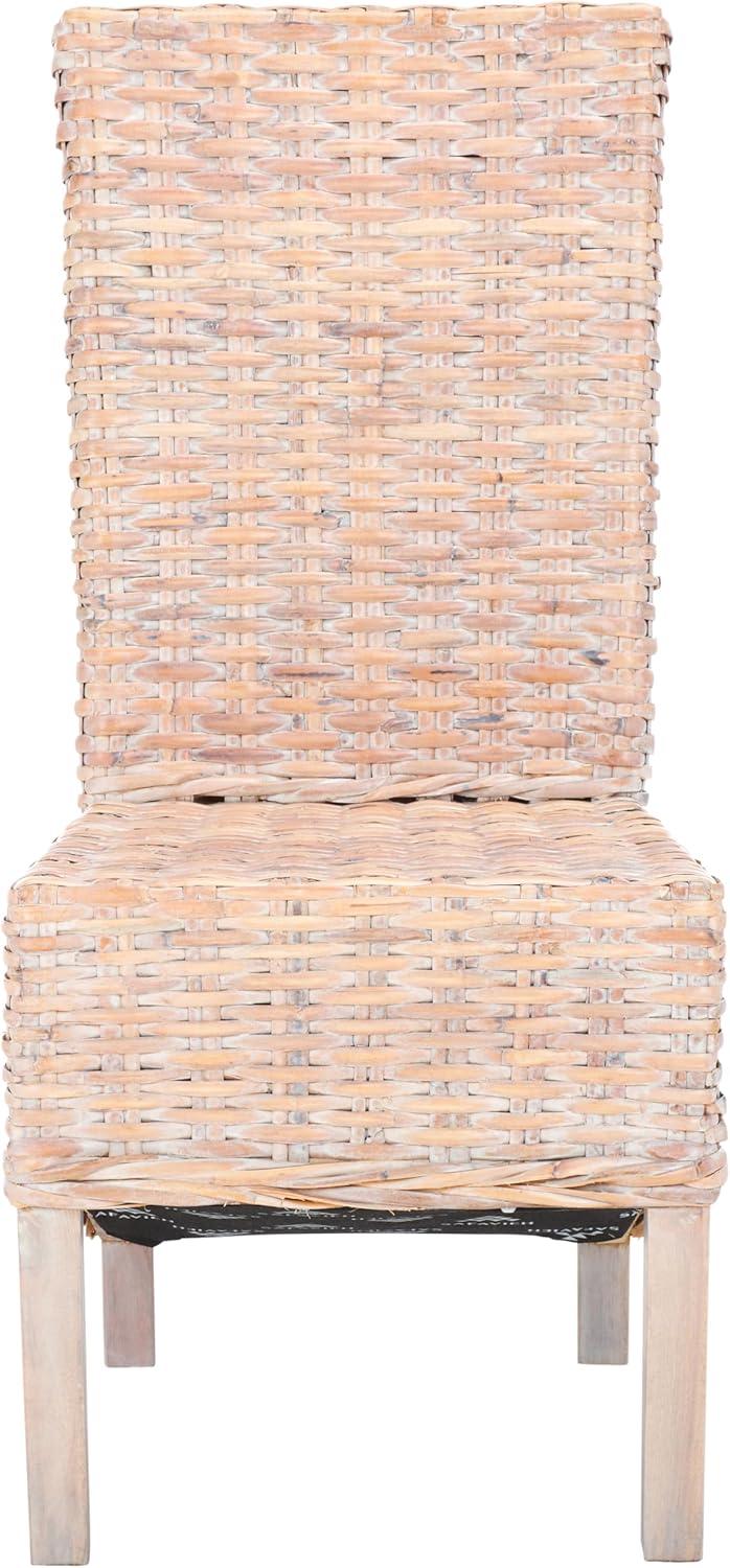 image:imageSafavieh Home Collection Pembrooke Wicker Side Chairs Antique Grey Set of 2White Washed