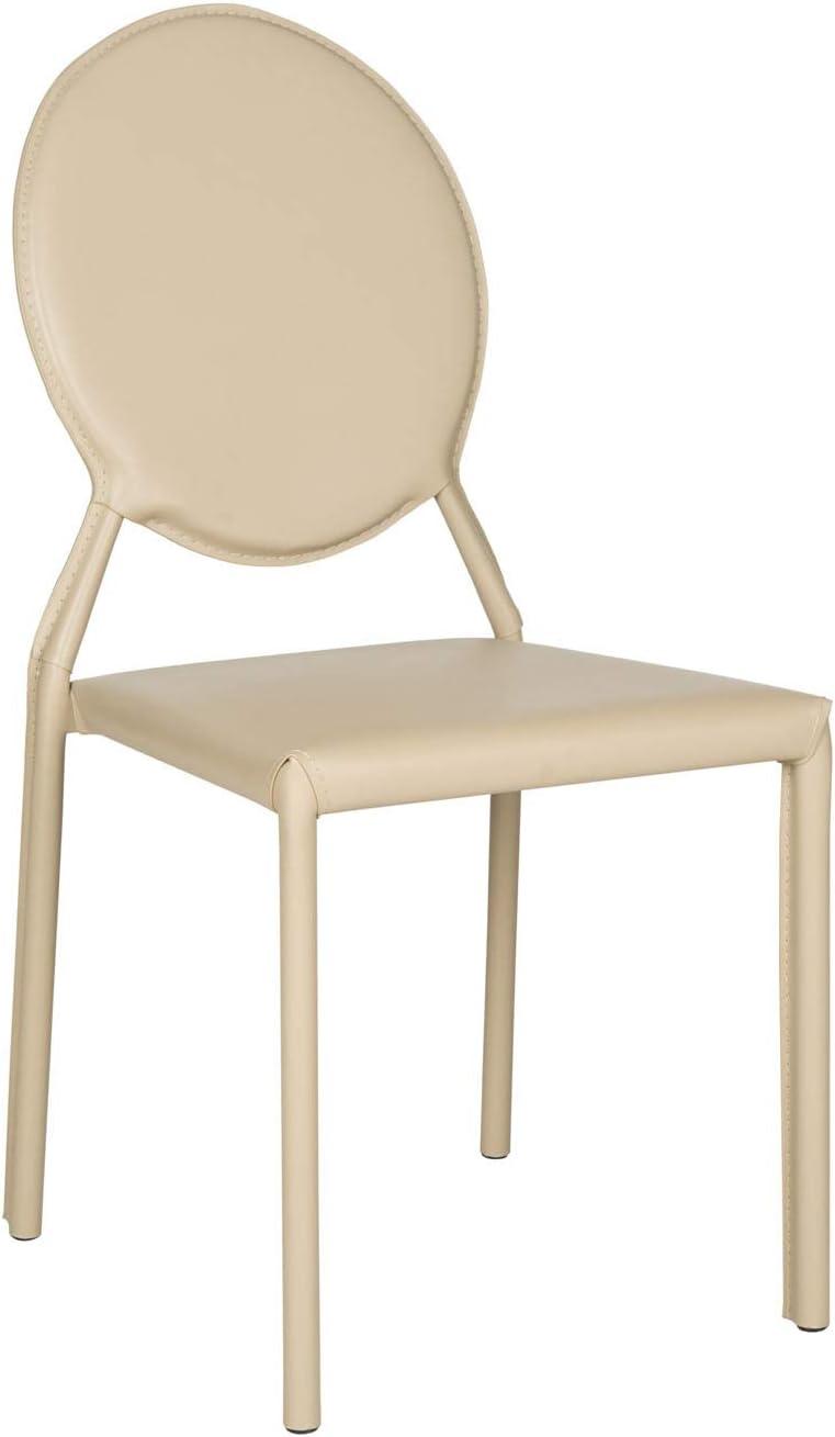 image:imageSafavieh Home Collection Warner MidCentury White Round Back Side ChairBrown