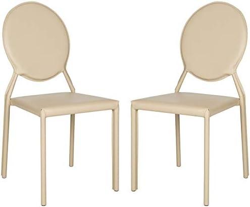 image:imageSafavieh Home Collection Warner MidCentury White Round Back Side ChairBrown