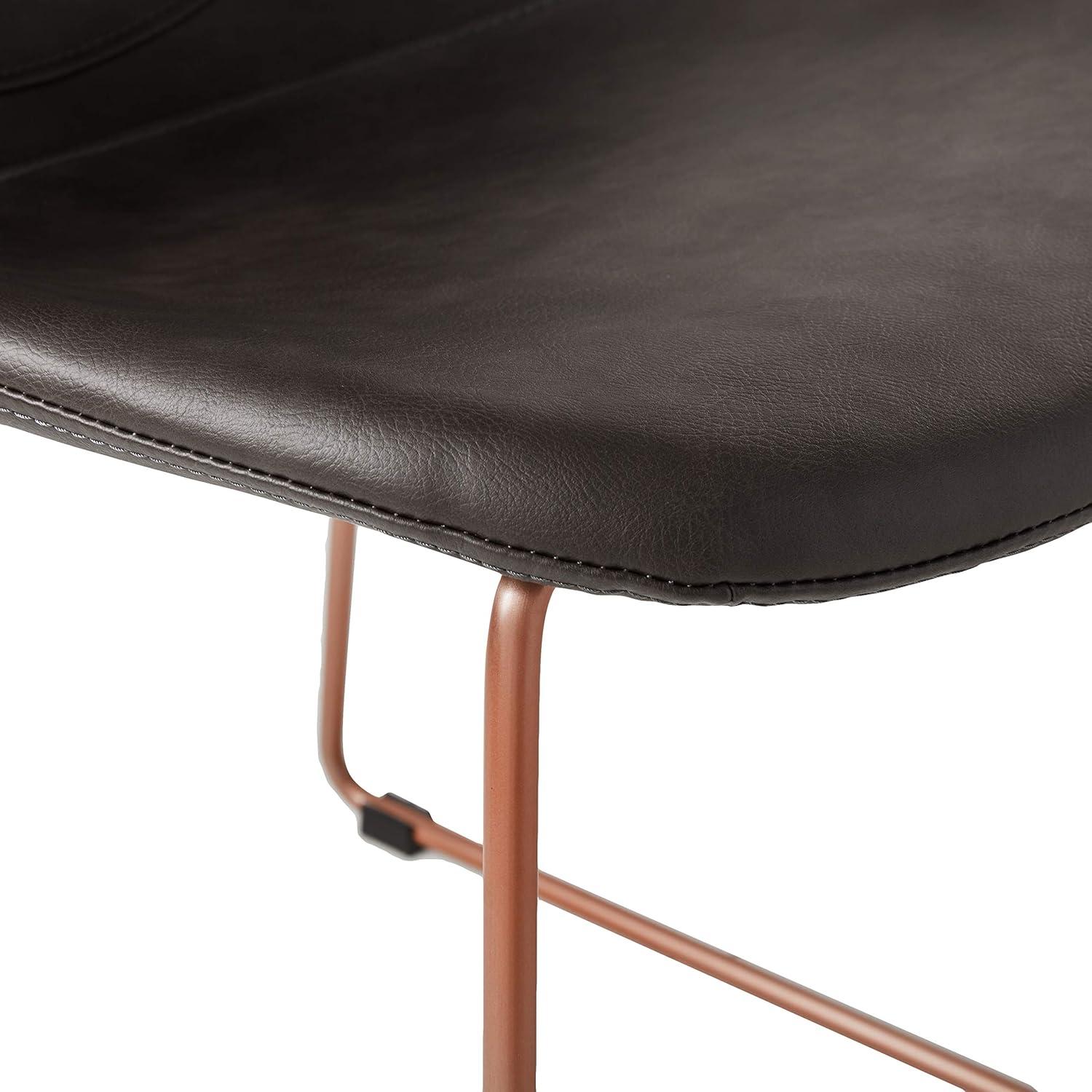 image:imageSafavieh Home Dorian MidCentury Modern Light Brown Faux Leather and Copper Dining Chair Set of 2Grey Copper