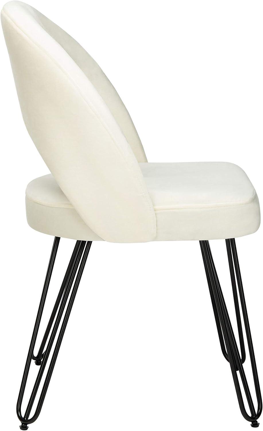 image:imageSafavieh Home Jora Retro Cream Velvet and Matte Black Side Chair Set of 2Cream Black