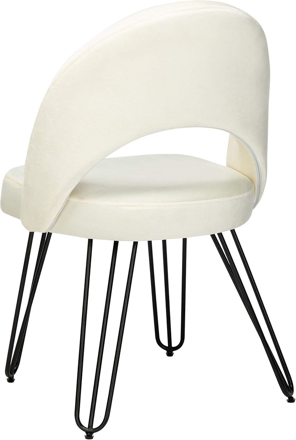 image:imageSafavieh Home Jora Retro Cream Velvet and Matte Black Side Chair Set of 2Cream Black