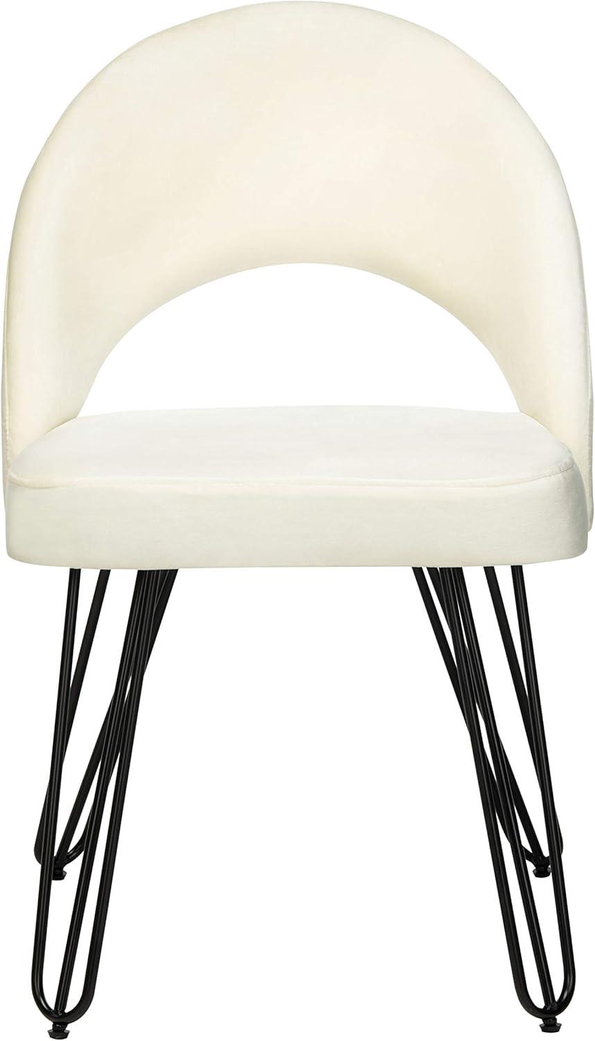image:imageSafavieh Home Jora Retro Cream Velvet and Matte Black Side Chair Set of 2Cream Black