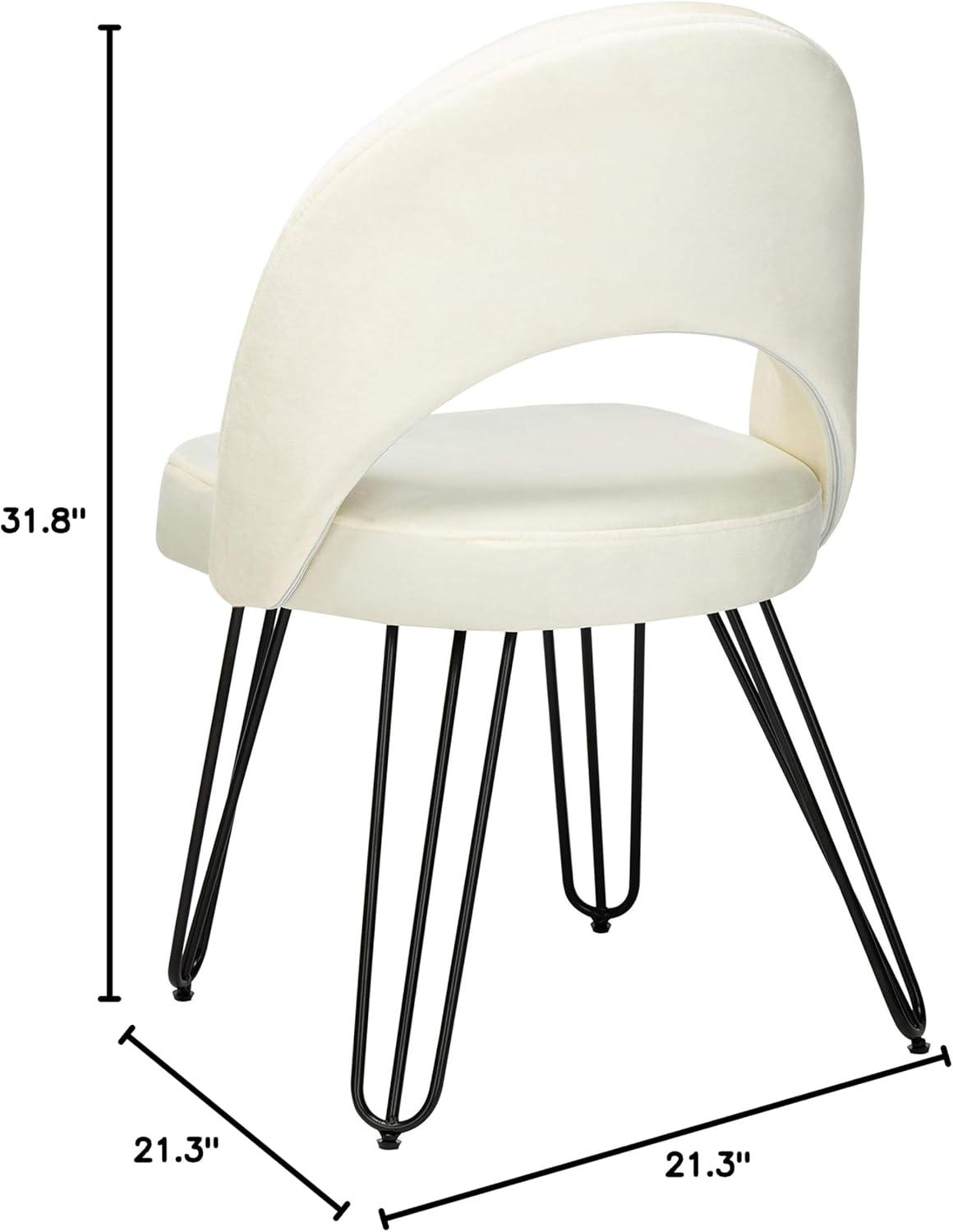 image:imageSafavieh Home Jora Retro Cream Velvet and Matte Black Side Chair Set of 2Cream Black