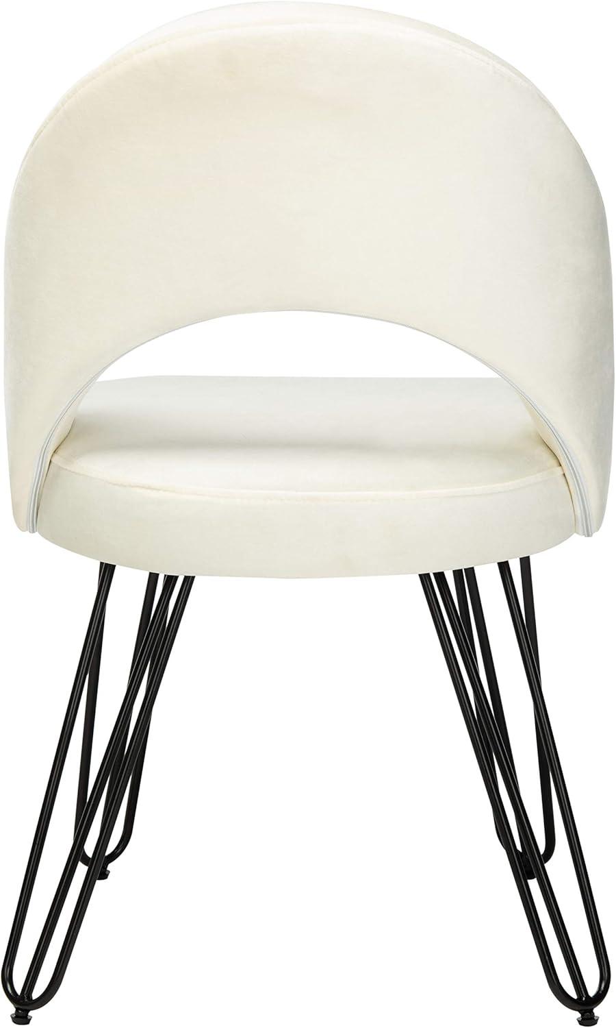 image:imageSafavieh Home Jora Retro Cream Velvet and Matte Black Side Chair Set of 2Cream Black
