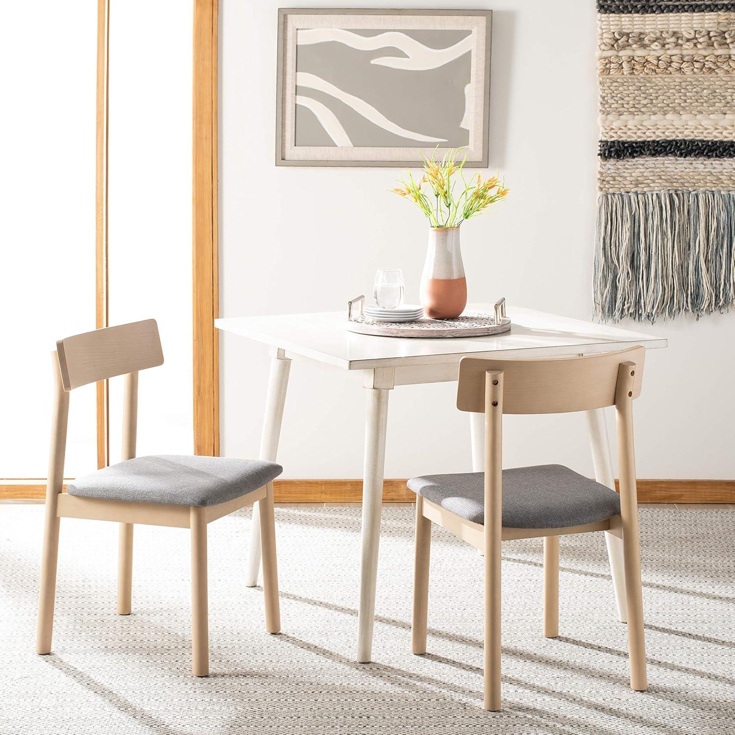 image:imageSafavieh Home Lizette Retro White Oak and Grey Cushion Dining Chair Set of 2