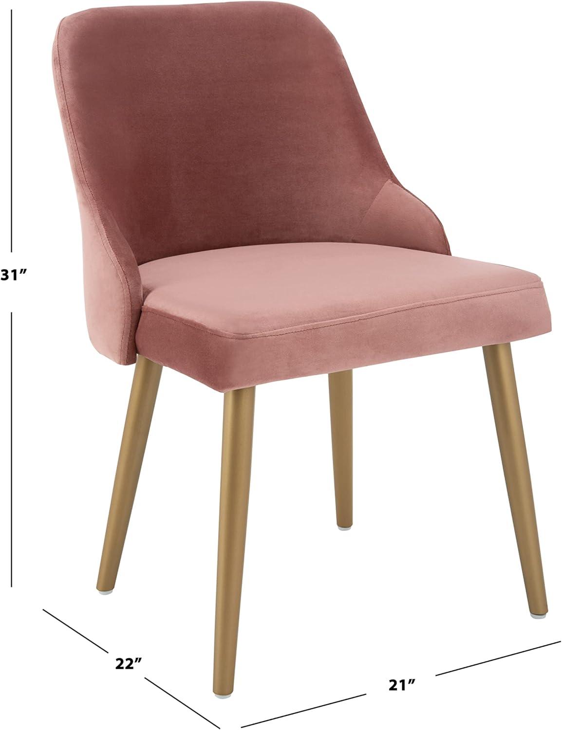 image:imageSafavieh Home Lulu MidCentury Dusty Rose Velvet and Gold Dining Chair Set of 2Dusty Rose Gold