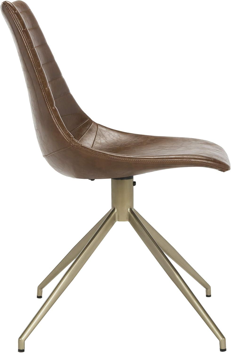 image:imageSafavieh Home Lynette MidCentury Modern Light Brown Faux Leather and Copper Swivel Dining Chair Set of 2