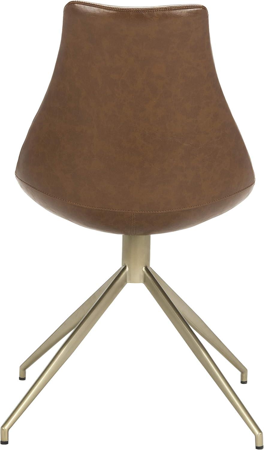image:imageSafavieh Home Lynette MidCentury Modern Light Brown Faux Leather and Copper Swivel Dining Chair Set of 2