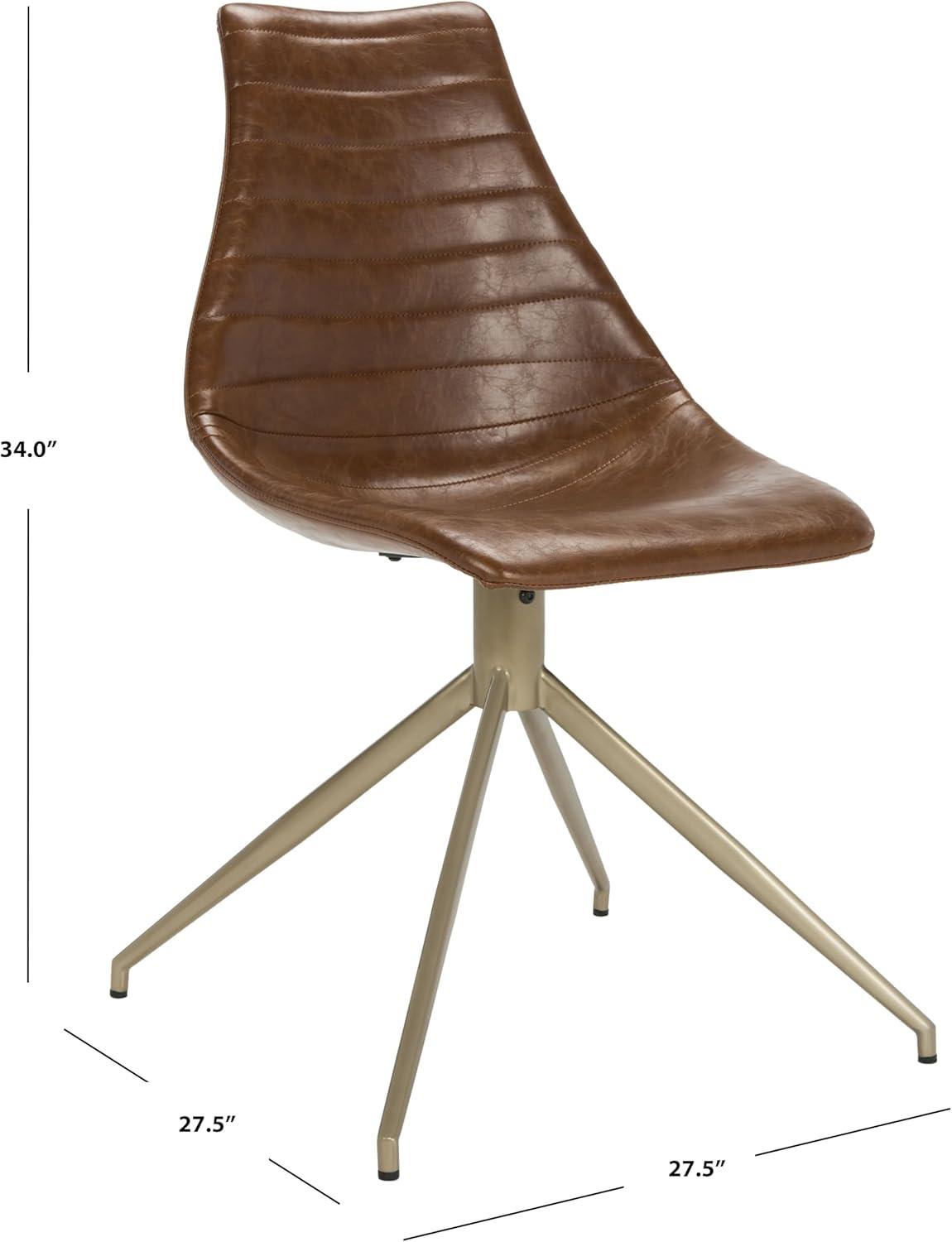image:imageSafavieh Home Lynette MidCentury Modern Light Brown Faux Leather and Copper Swivel Dining Chair Set of 2