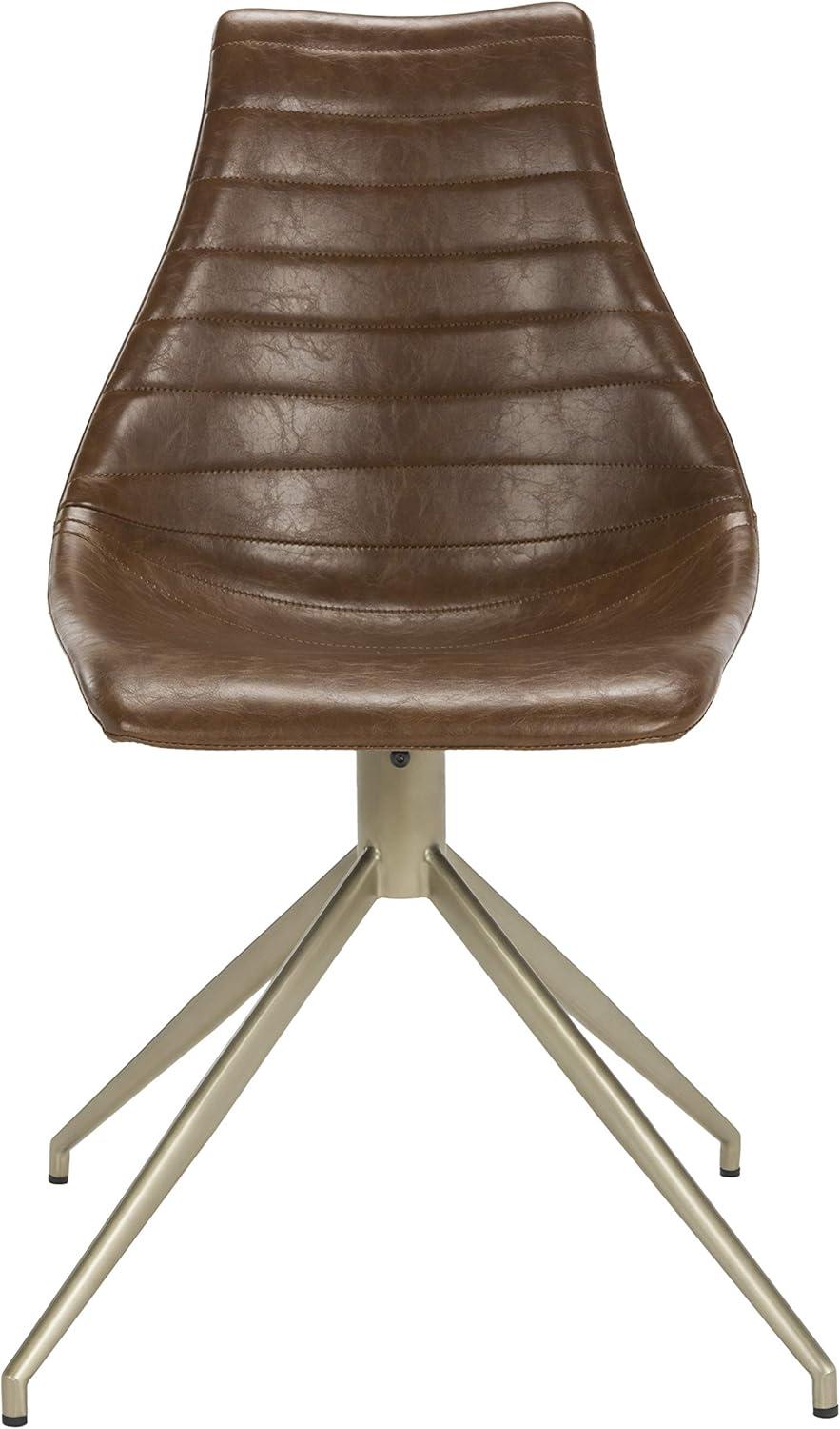 image:imageSafavieh Home Lynette MidCentury Modern Light Brown Faux Leather and Copper Swivel Dining Chair Set of 2