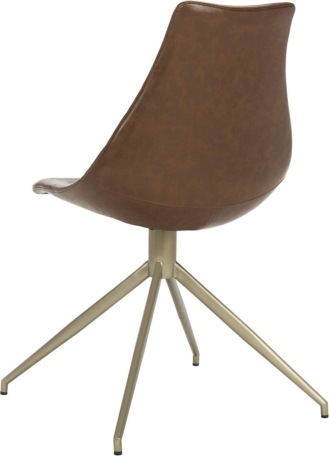 image:imageSafavieh Home Lynette MidCentury Modern Light Brown Faux Leather and Copper Swivel Dining Chair Set of 2