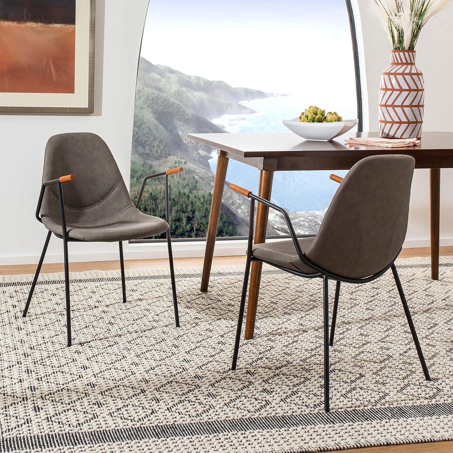 image:imageSafavieh Home Tanner MidCentury Olive Faux Leather and Black Dining Chair Set of 2Ash Black