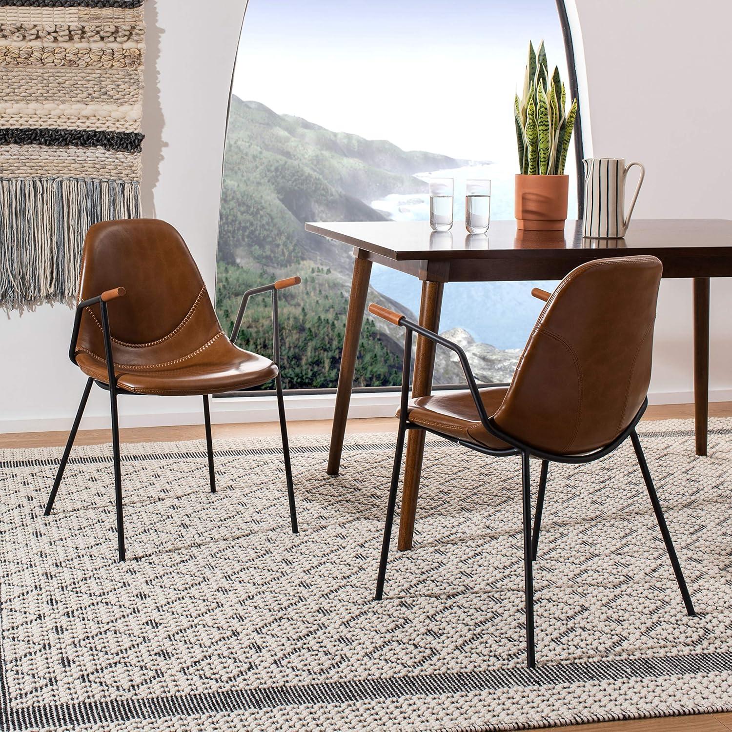 image:imageSafavieh Home Tanner MidCentury Olive Faux Leather and Black Dining Chair Set of 2Cognac Black