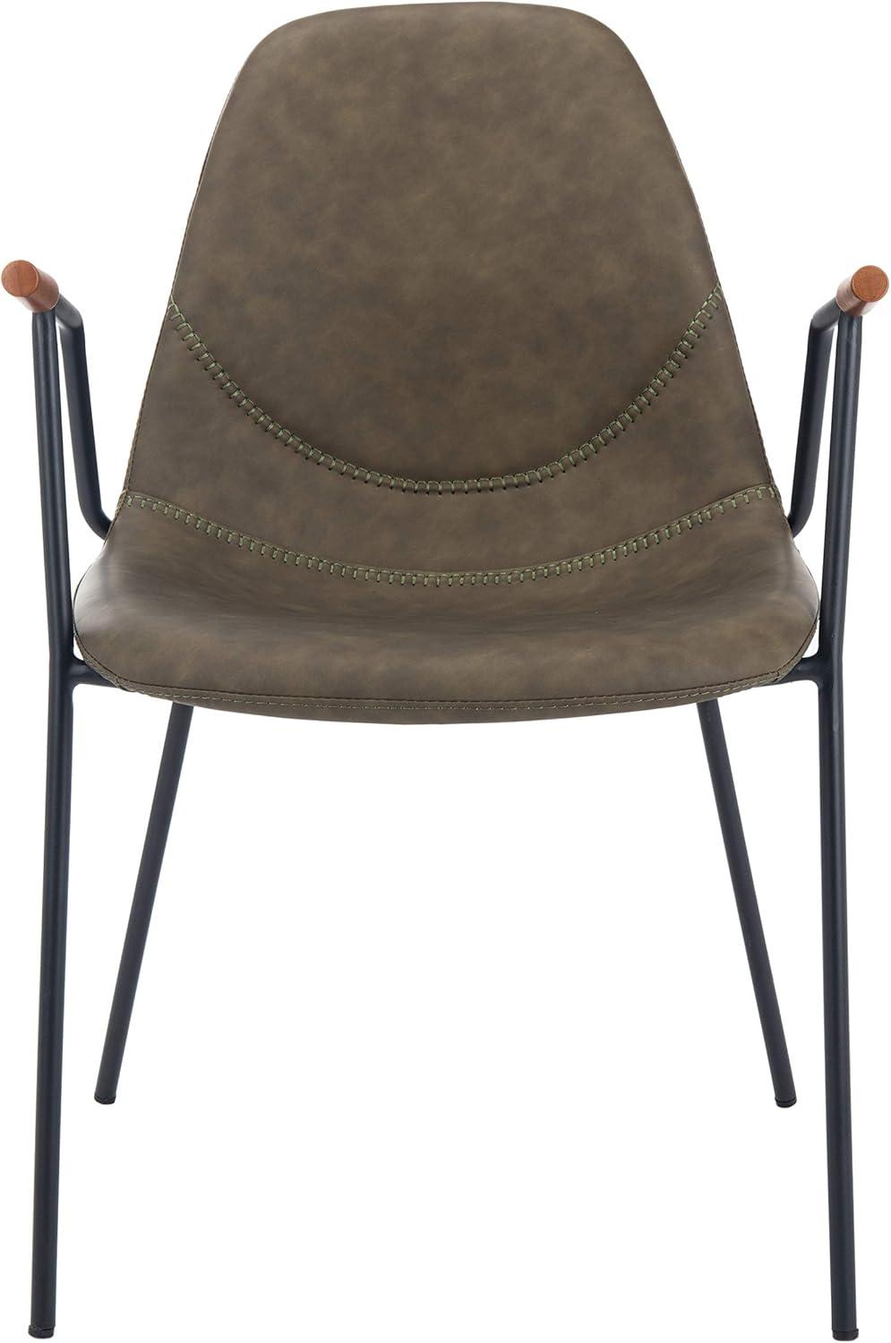 image:imageSafavieh Home Tanner MidCentury Olive Faux Leather and Black Dining Chair Set of 2Olive Black