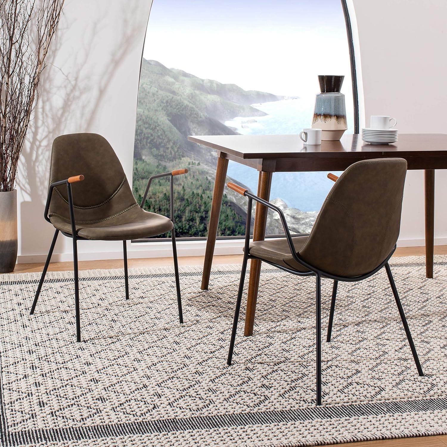 image:imageSafavieh Home Tanner MidCentury Olive Faux Leather and Black Dining Chair Set of 2Olive Black