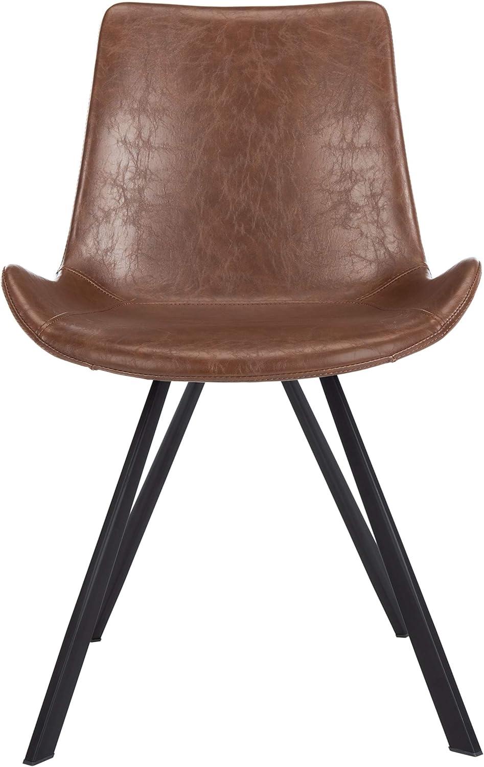 image:imageSafavieh Home Terra MidCentury Modern Black Faux Leather and Black Dining Chair Set of 2Light Brown Black