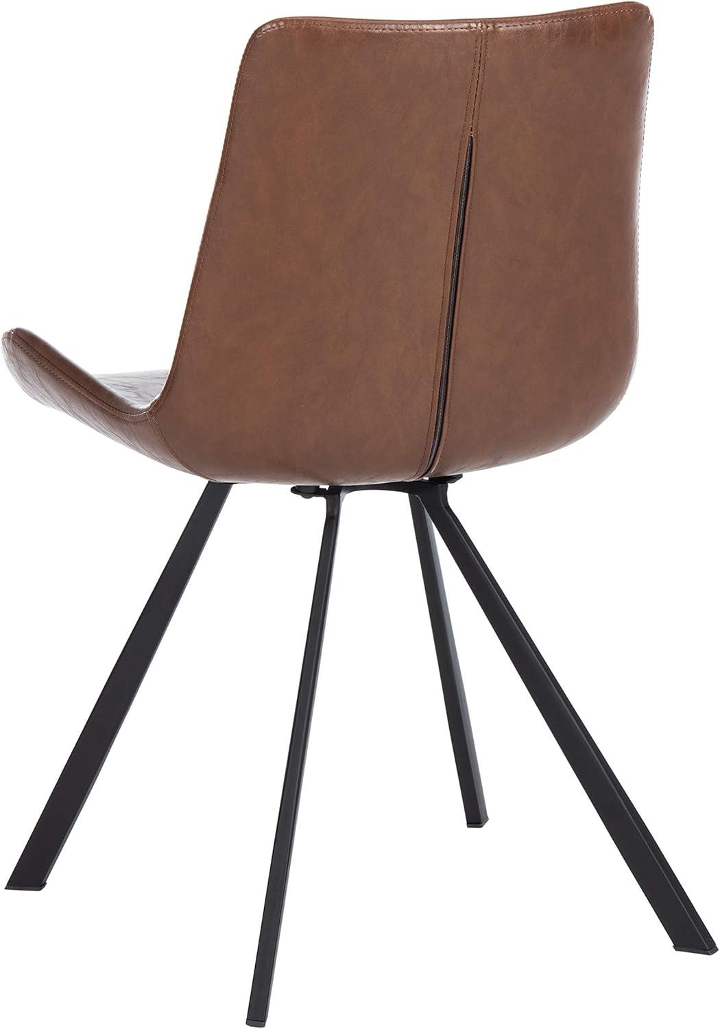 image:imageSafavieh Home Terra MidCentury Modern Black Faux Leather and Black Dining Chair Set of 2Light Brown Black