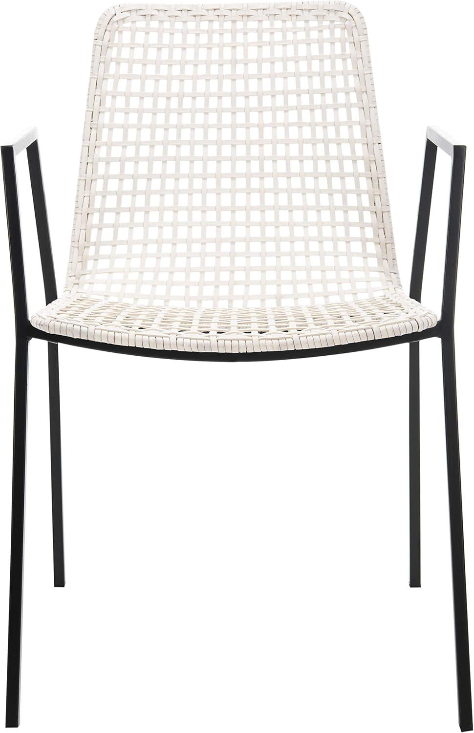 image:imageSafavieh Home Wynona White and Black Leather Woven Dining Chair Set of 2