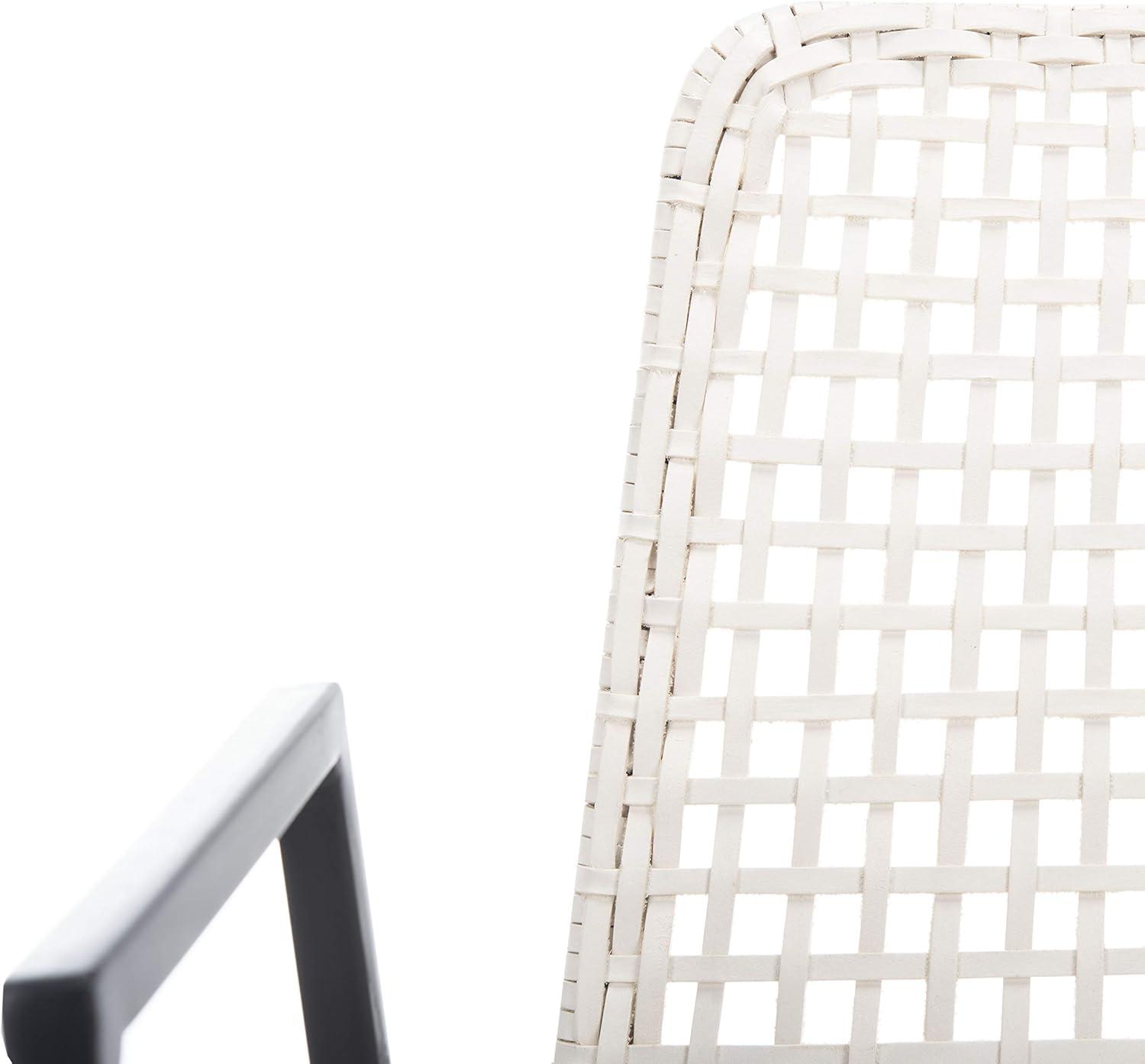 image:imageSafavieh Home Wynona White and Black Leather Woven Dining Chair Set of 2