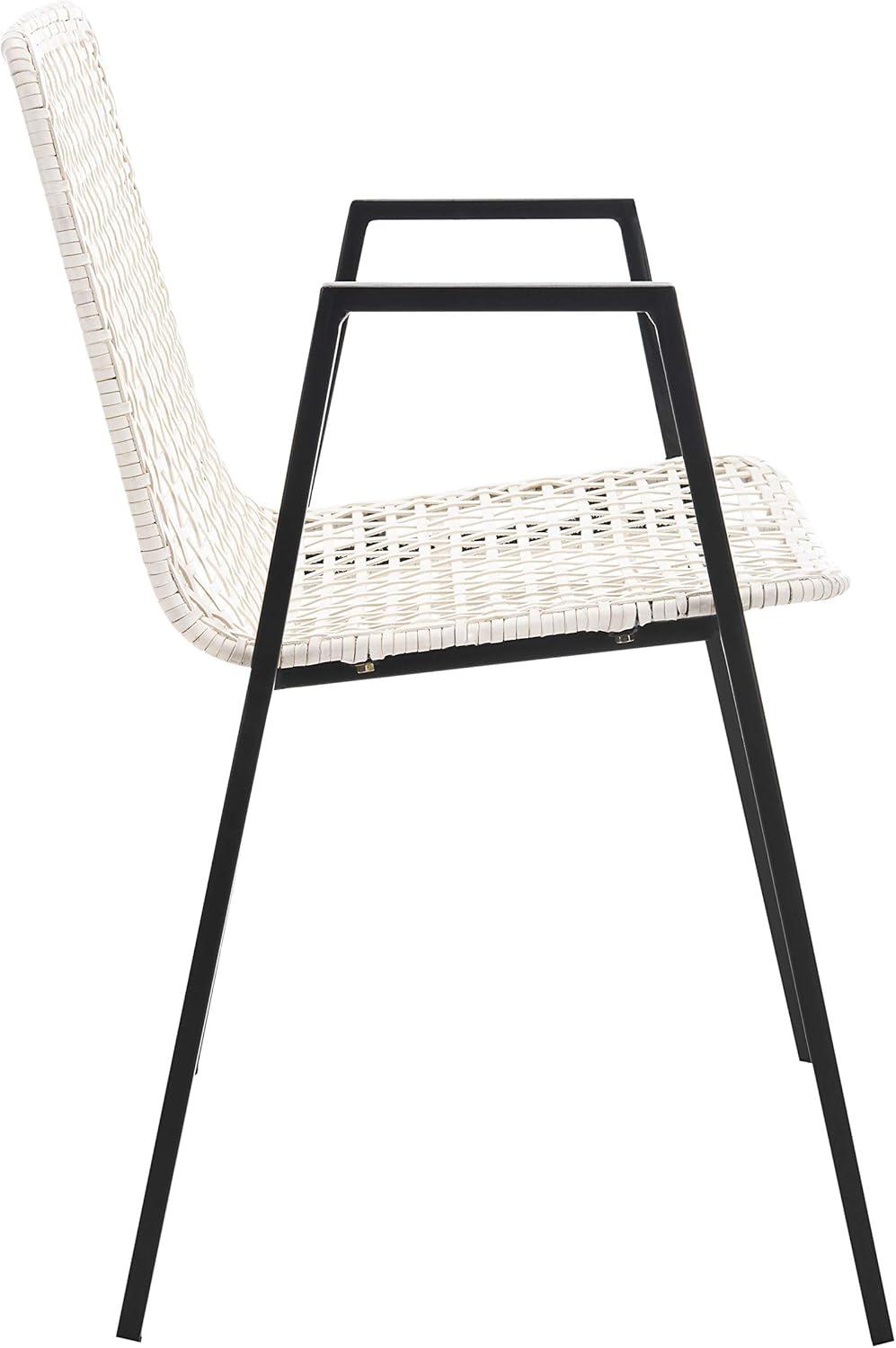 image:imageSafavieh Home Wynona White and Black Leather Woven Dining Chair Set of 2