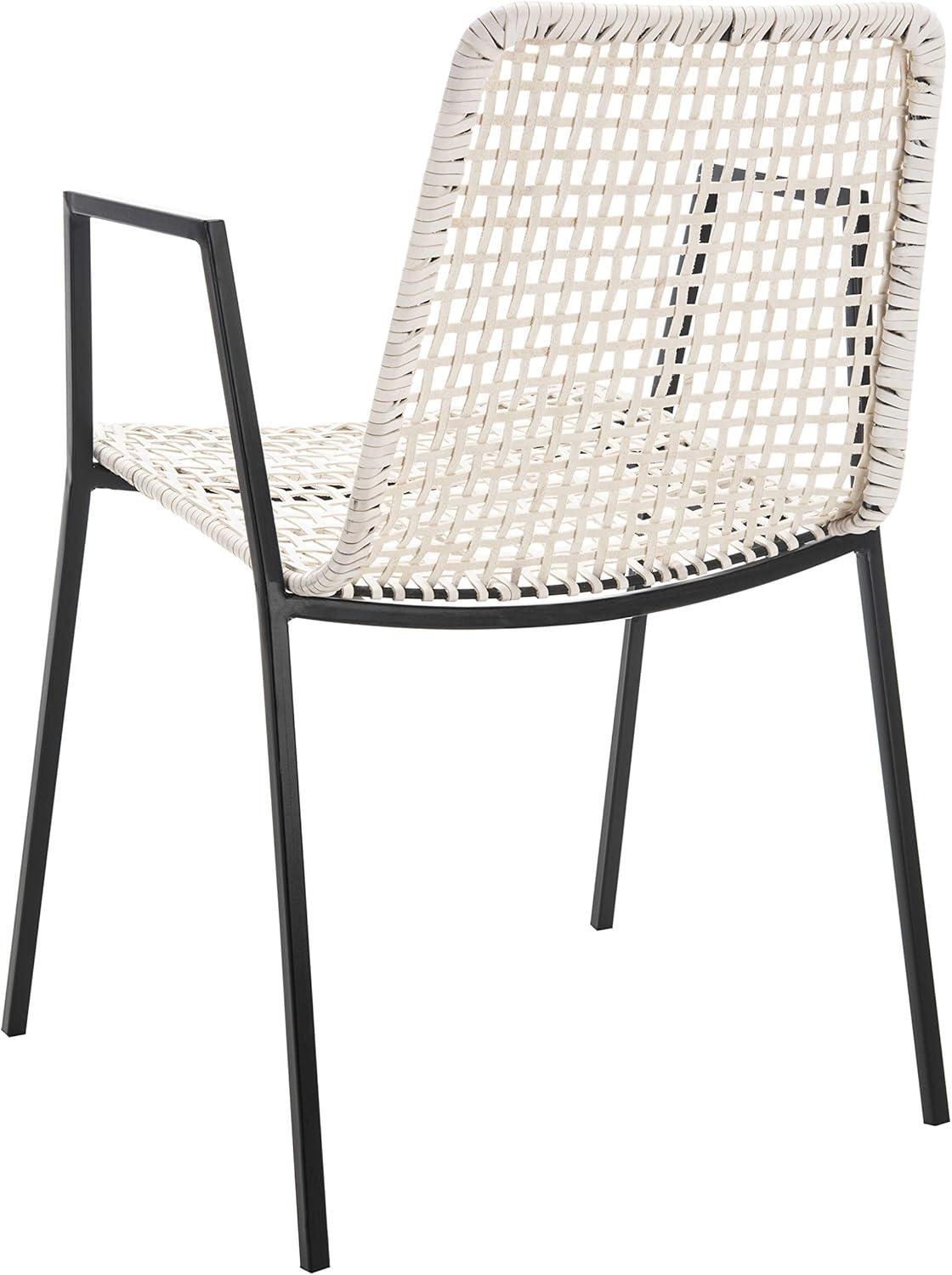 image:imageSafavieh Home Wynona White and Black Leather Woven Dining Chair Set of 2