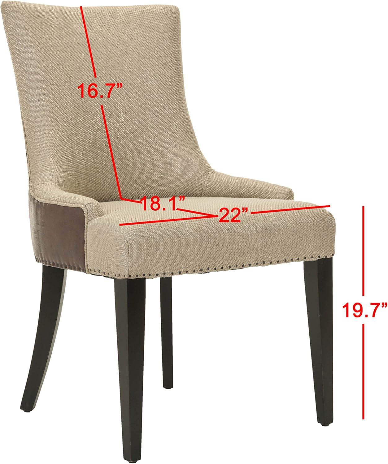 image:imageSafavieh Mercer Collection Eva and White Striped Dining Chair with Trim Nail Head GreyAntique Gold