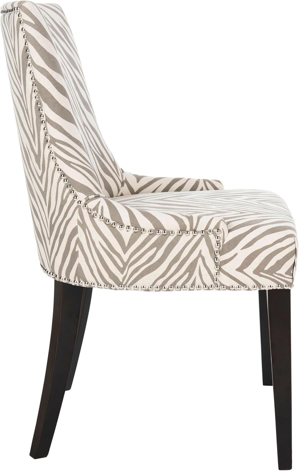 image:imageSafavieh Mercer Collection Eva and White Striped Dining Chair with Trim Nail Head GreyIvory Grey