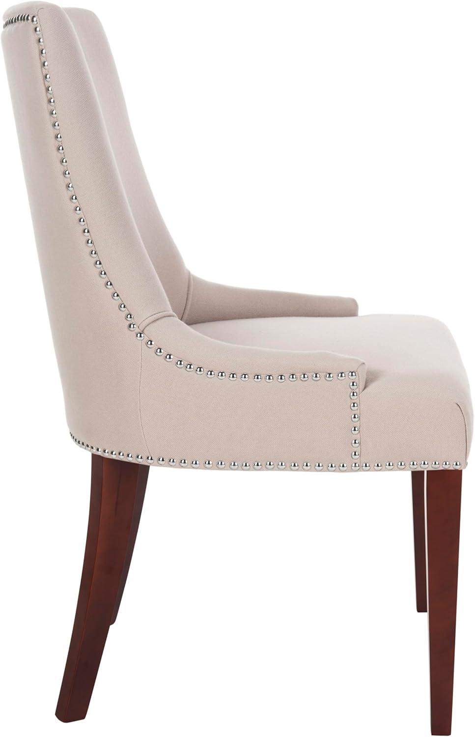 image:imageSafavieh Mercer Collection Eva and White Striped Dining Chair with Trim Nail Head GreyTaupe