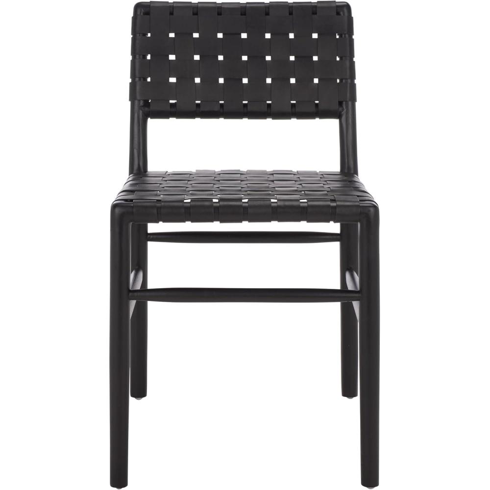 image:imageSAFAVIEH Home Collection Kaiber Red Tan Genuine Woven Leather amp Natural Solid Wood Dining Chair Modern Woven Seat amp Back DCH1218ABlackBlack