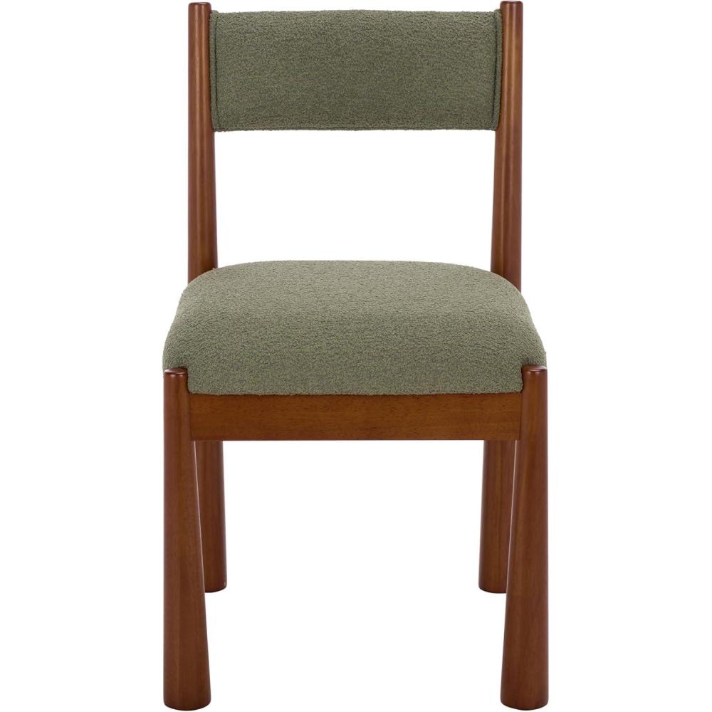 image:imageSAFAVIEH Home Collection  Makiko Natural amp White Upholstered Dining Chair Padded Seat amp Back DCH9221AWalnutGreen