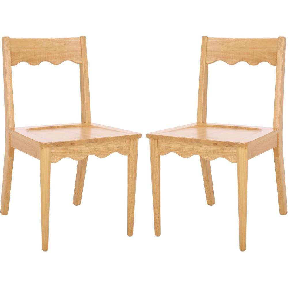 image:imageSAFAVIEH Home Collection Rosetty Natural Scallop Solid Wood Dining Chair Set of 2 Country Cottage Farmhouse Design DCH9220ASET2Natural